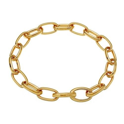 Thomas Sabo TA1115 Sterling Silver Gold Plated Oval Link Bracelet 21cm RRP $419 - Photo 1/6