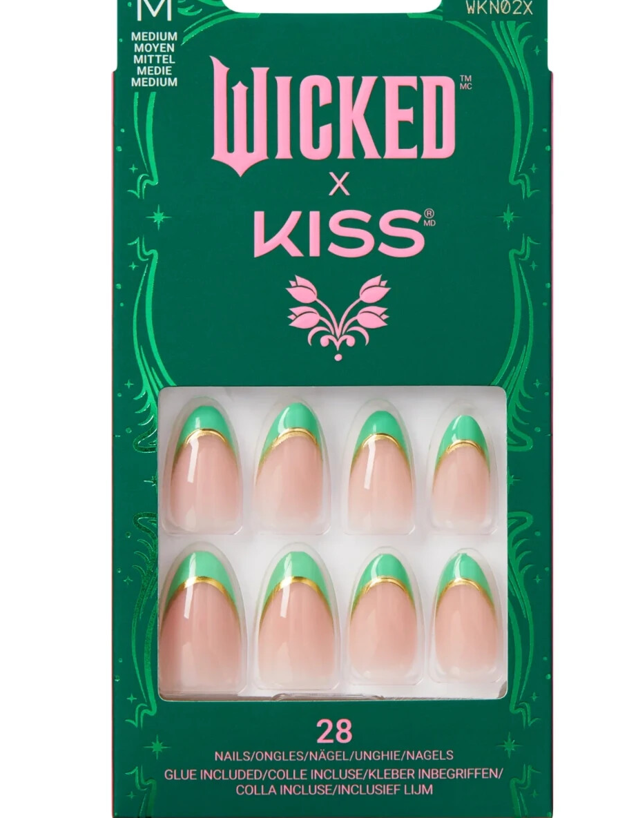 KISS  WICKED FALSE NAILS GLUE-ON NAILS MEDIUM LENGTH ALMOND SHAPE THRILLIFYING!