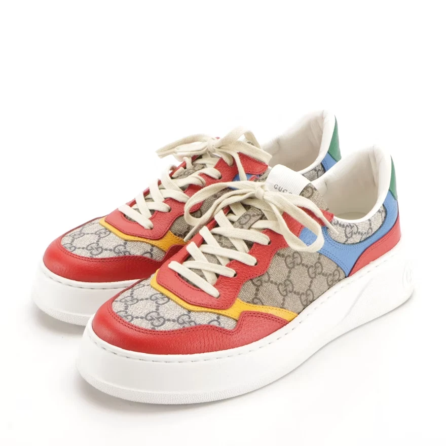 Baskets Gucci GG Supreme et cuir multicolore semelle épaisse dans leur boîte