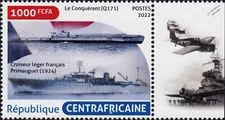 WWII Battle of CASABLANCA French Submarine Q171/Cruiser PRIMAUGUET Warship Stamp