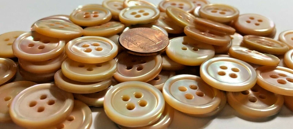 6 PC ONLY! Vintage Pink Iridescent MOP Shell Buttons 18mm Just Over 11/16" 11751 - Image 4 of 4