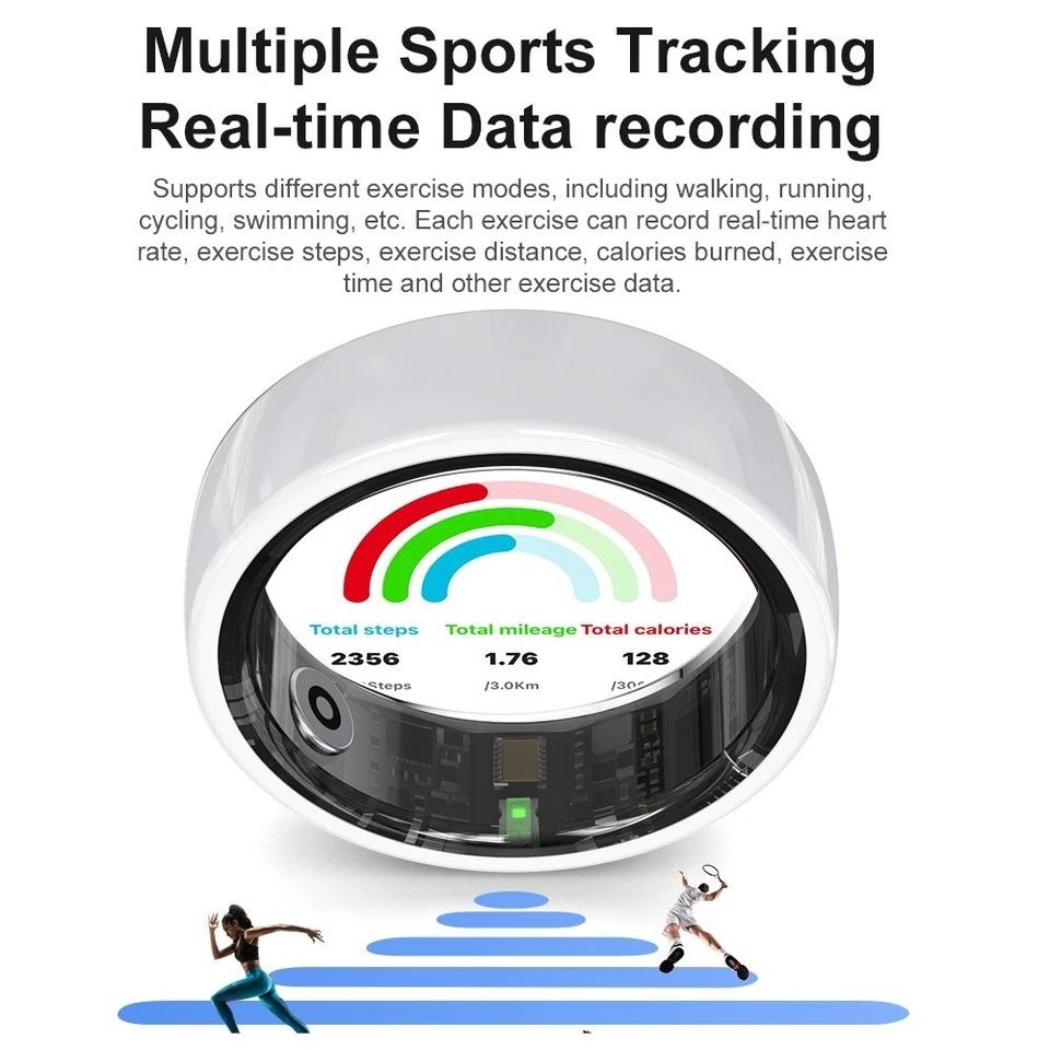 R12 Keramik SmartRing 5ATM Wasserdicht Herzfrequenz Blutsauerstoff Schlafmonitor - Bild 3 von 4