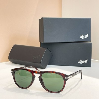 Persol 714-S New Tortoise Green Glass Lens Folding Sunglasses 54-21-140 Unisex