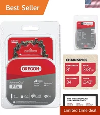 R34 AdvanceCut Replacement Chainsaw Chain – 8" 34 Drive Links, Low Kickback
