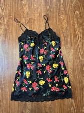 Oscar De La Renta Carnation Floral Nighty Slip Dress Size 32 Women's Black lace