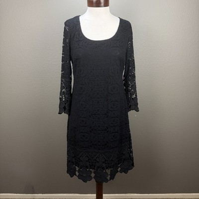alfani black dress Alfani Dress Womens SZ-Large Black Round neck, Short Sleeve Stretch