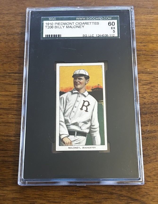 1909-11 T206 Billy Maloney Rochester, PIEDMONT 350/25 SGC 5