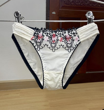Vintage Sweet Bikini Silky Nylon Sissy Panty Floral Lace Hi Cut Briefs Sz.5