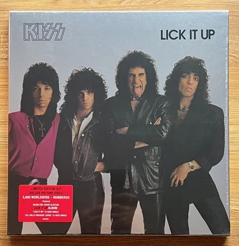 KISS Lick It Up Sealed 3-LP 2023 Box Set Picture Disc Silver Foil Deluxe Edition