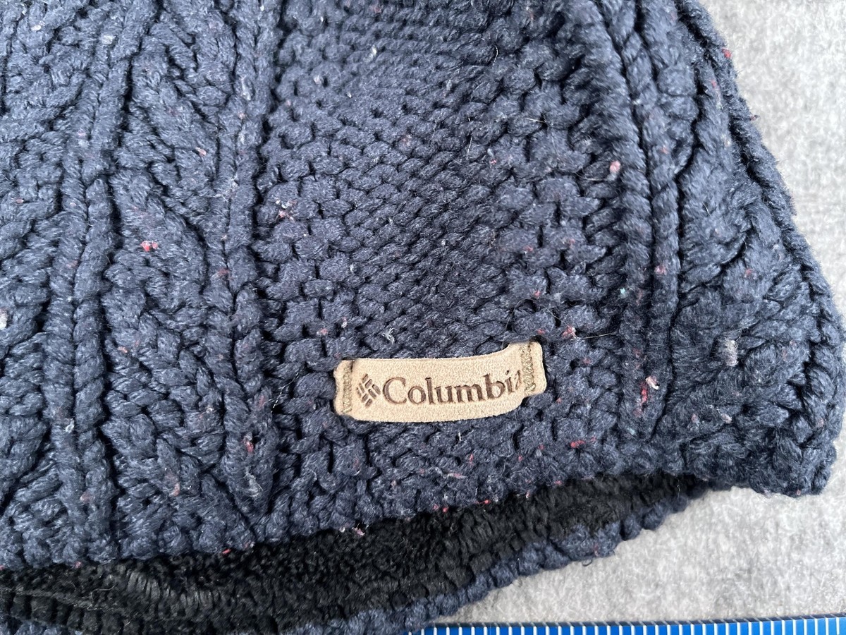 Columbia Hat Beanie Unisex One Size Blue Cable Knit Fleece  display picture 3