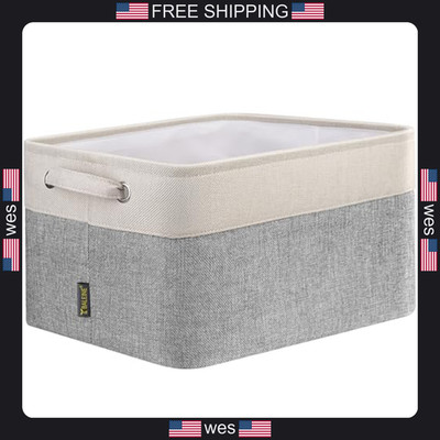 Baleine fabric closet storage bins 12x8x8 inches grey shelf organizers for home