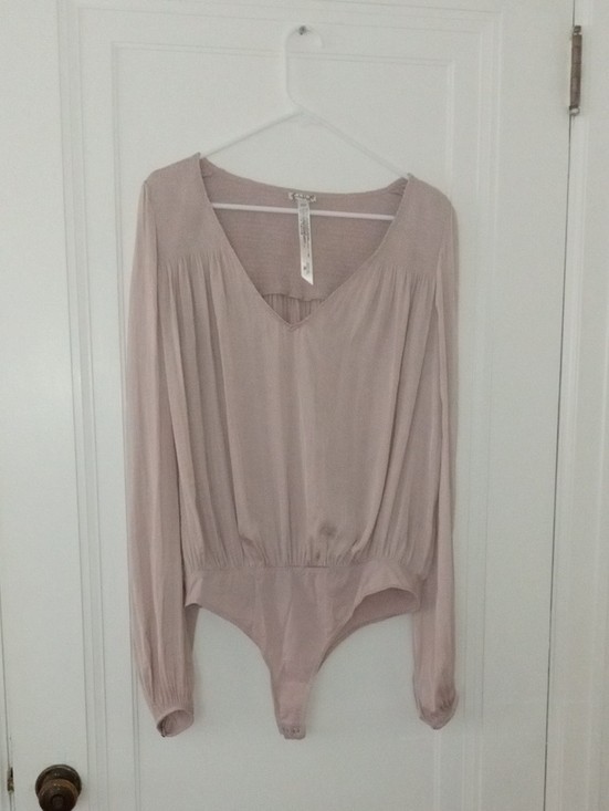 Intimately Free People Smockin' N Rockin' Bodysuit in Champagne Beige Size Med