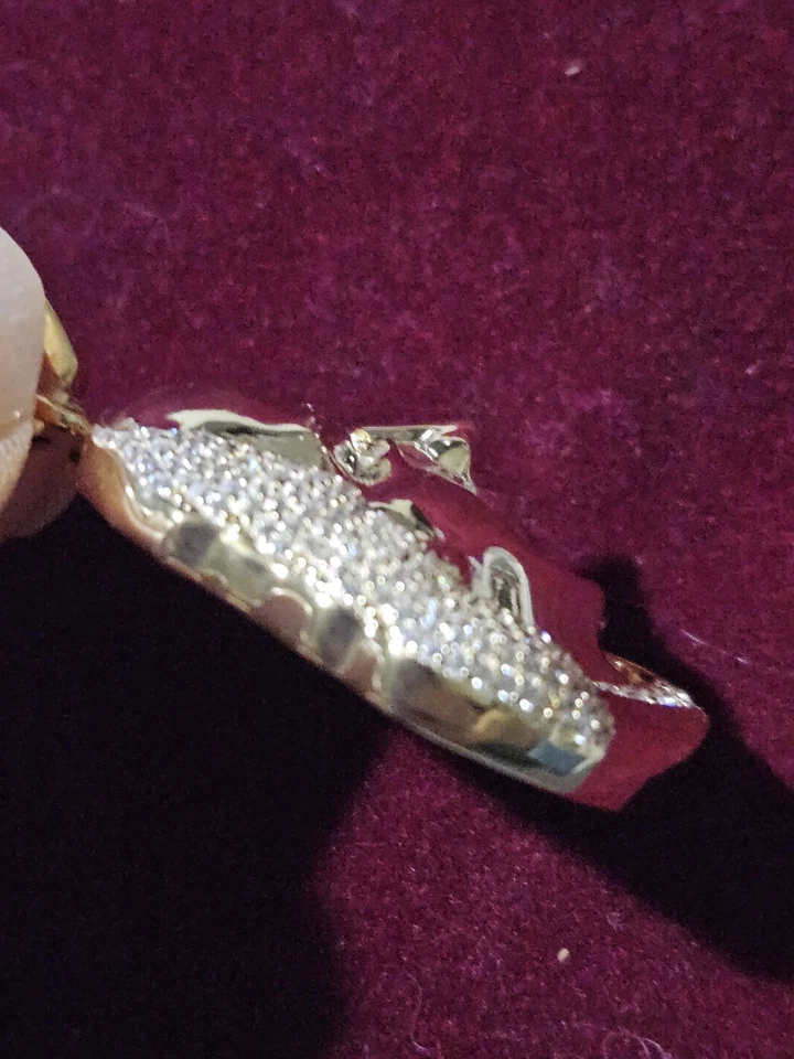 Colgante Chapado en Oro Helado 925 Benjamin Franklin Circonita cúbica 11g 30mm X 25mm Foto 4 de 4