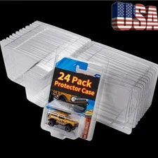 24Pack Clear Protector Case Plastic Display Fit For Hot Wheels & Matchbox Basic