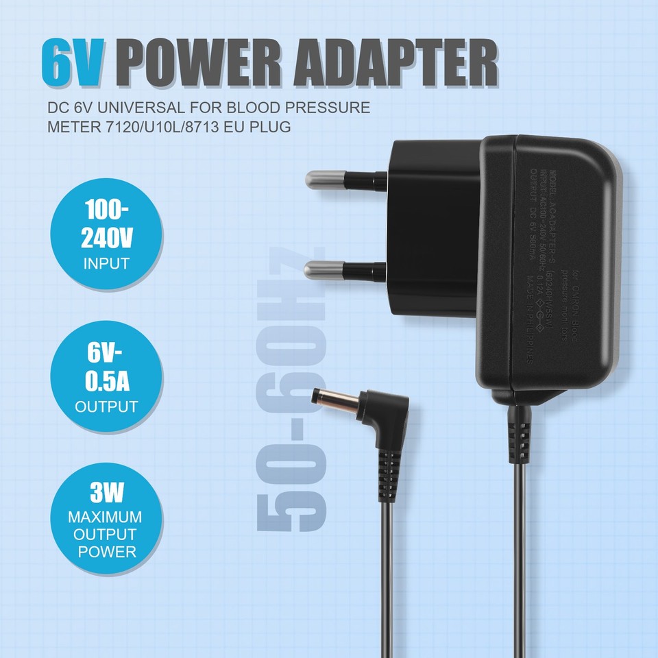 Adaptateur Secteur DC 6V 500mA Avec Interrupteur - Alimentation Pour Tensiomètre Et Appareils Électroniques