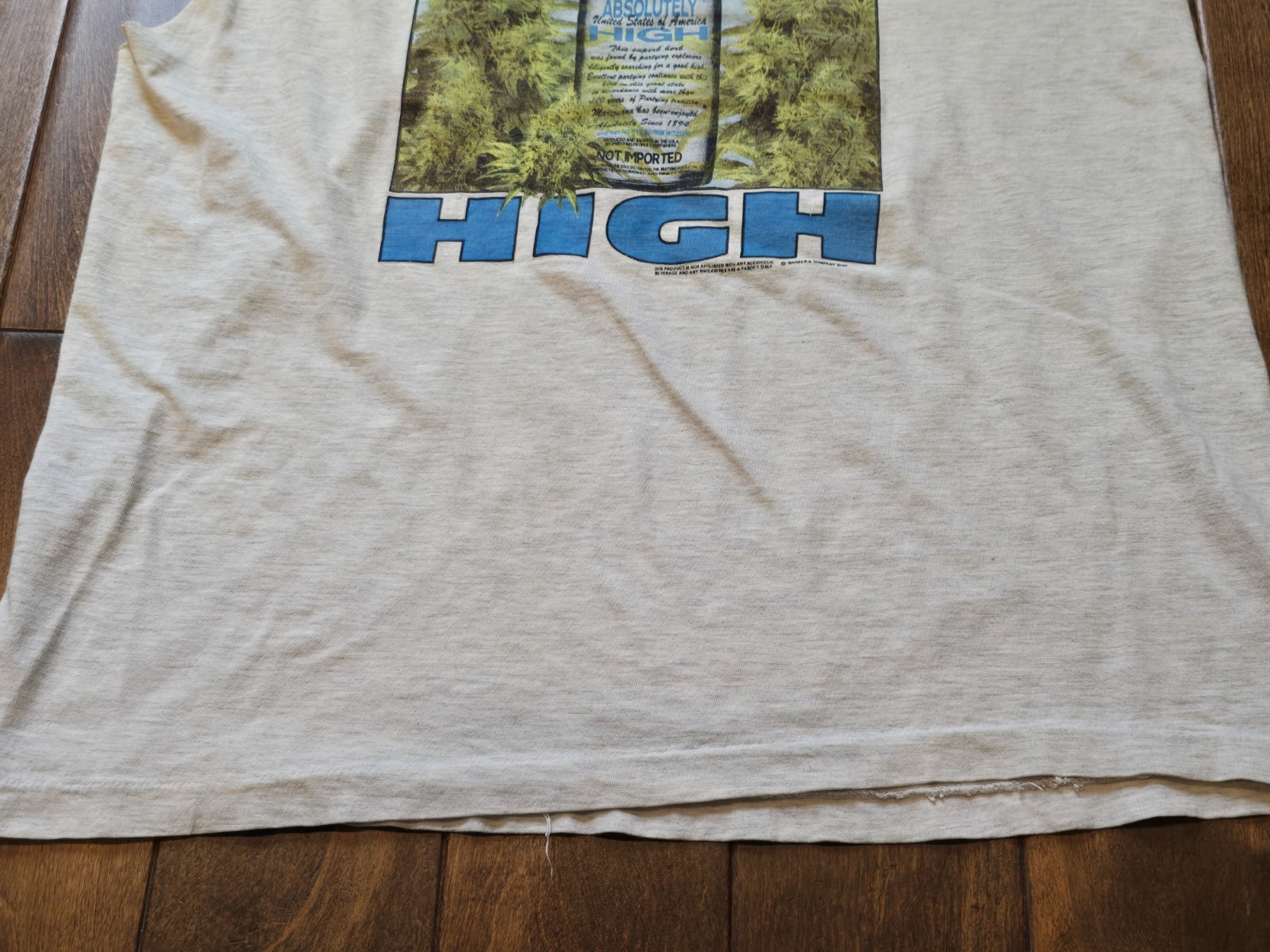 Vintage 1980/90s ABSOLUTELY HIGH Plants Fake Vodka Destroyed T-SHIRT image 5