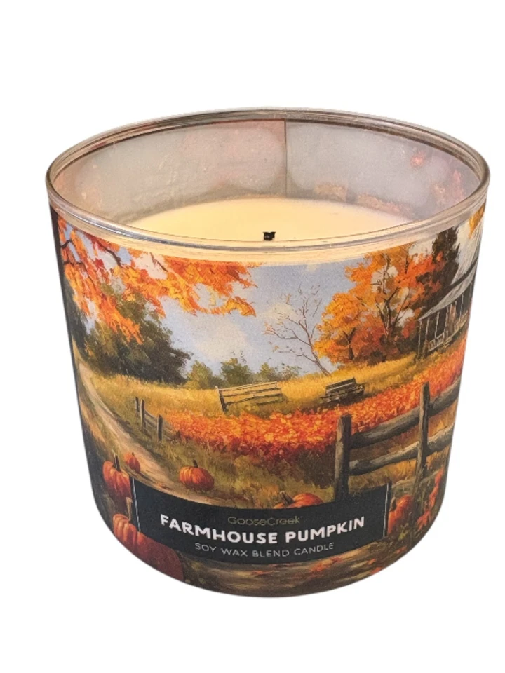 Goose Creek Farmhouse Pumpkin Candle 3-Wick 14.5oz. Jar Candle PRE-OWNED - Image 4 of 4