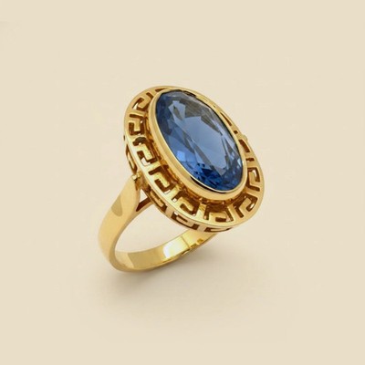 Etruscan Scroll Edging with an Oval Spinel Stone