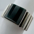 VINTAGE ART DECO MODERNIST SIGNED CA STERLING SILVER BLOODSTONE RING