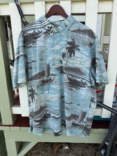EUC Reyn Spooner Moonlight Bay in Nile Blue Hawaiian Aloha shirt, size 2XL