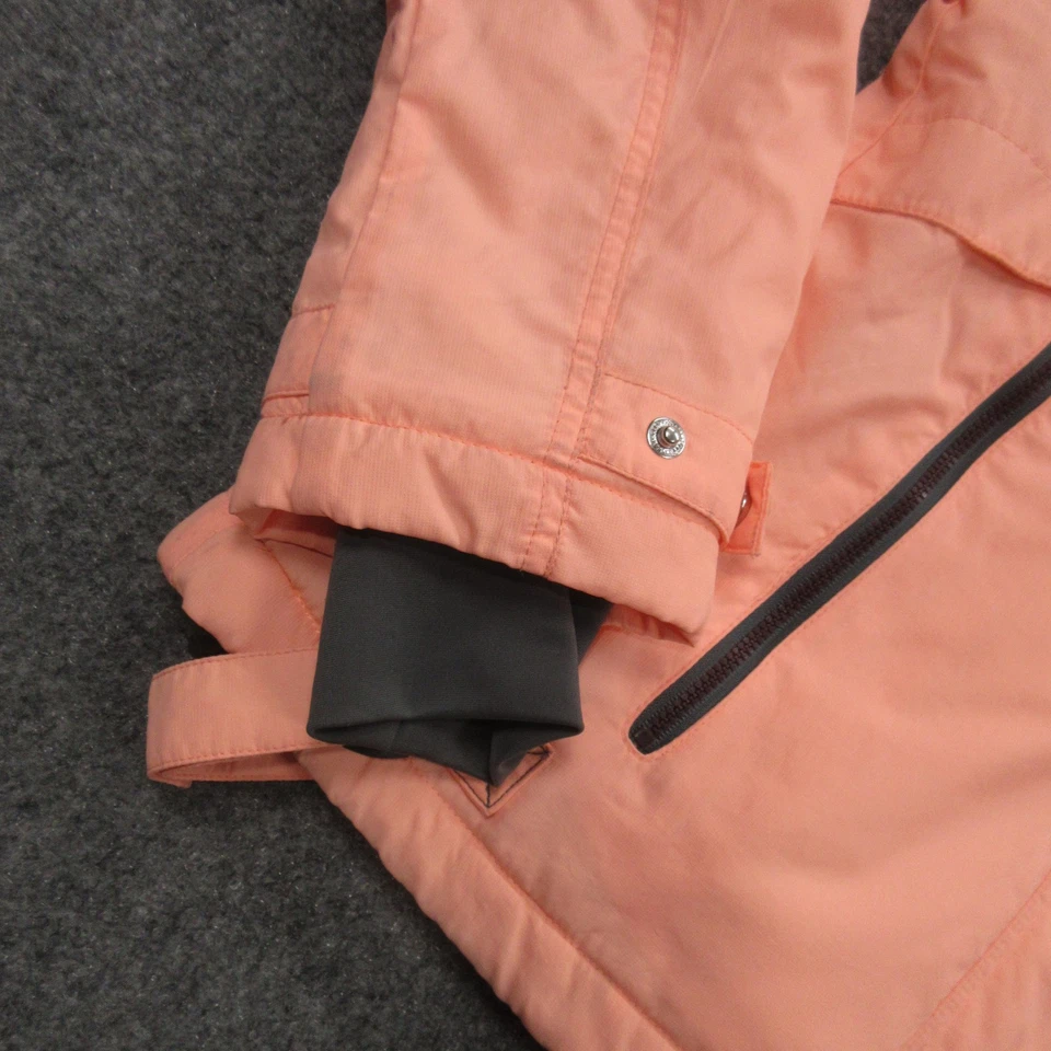 Fox Jacket Womens Small Peach Pink Hooded Faux Fur Lined Snow Ski Coat Warm - Image 2 of 4