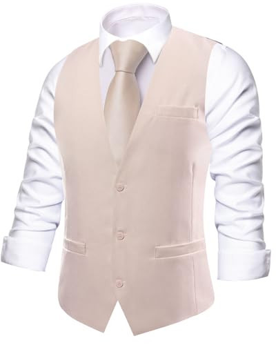 Men's Suit Vest Plaid Checks V-neck Single Breasted Formal X-Large Beige - Picture 1 of 7