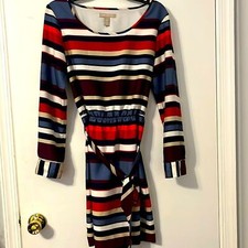 Banana Republic Striped Dress Size 4 multicolored Knee Length long Sleeves Fall