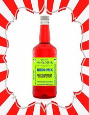 Shaved Ice Syrup - PINK GRAPEFRUIT FLAVOR IN LONGNECK QUART SIZE #1SNOBALL