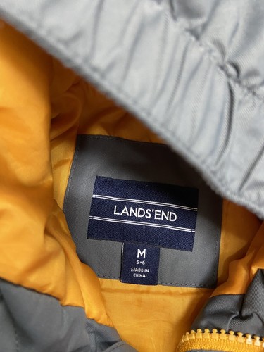LANDS END boys M 5 - 6 gray black yellow hooded Shell jacket medium - Picture 3 of 7
