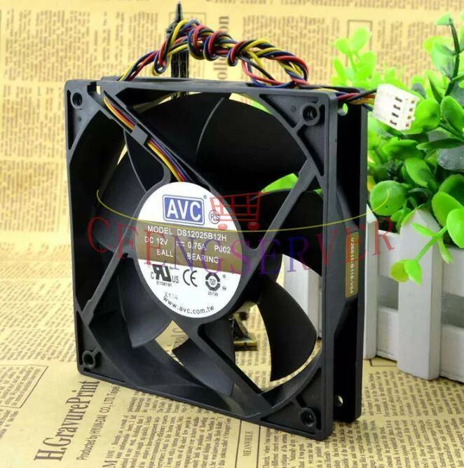 One For AVC 120mm x 25mm High Airflow PWM Fan 104 CFM 4Pin DS12025B12H 0.75A 12V