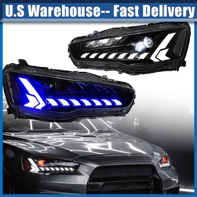 For Mitsubishi Lancer EVO X 2008-2020 W/Sequential Turn Signal LED Headlight DRL