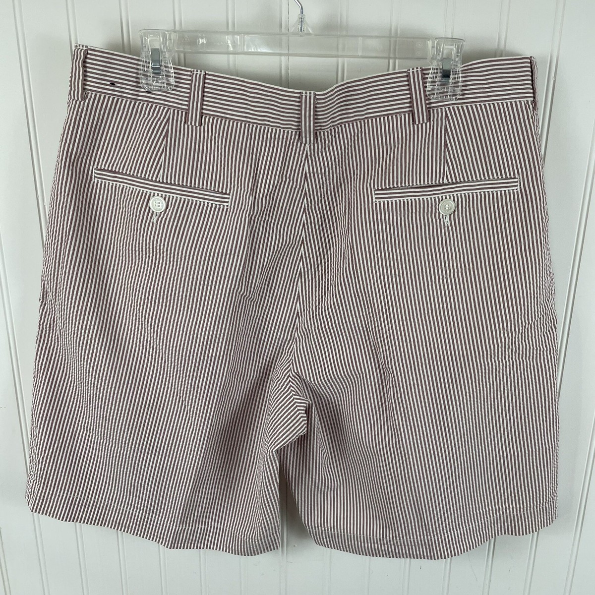 BROOKS BROTHERS 346 MENS SEERSUCKER RED WHITE STRIPED SHORTS SIZE