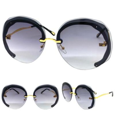Oversized Exaggerated Classic Vintage Retro Style SUNGLASSES Big Round Gray Lens