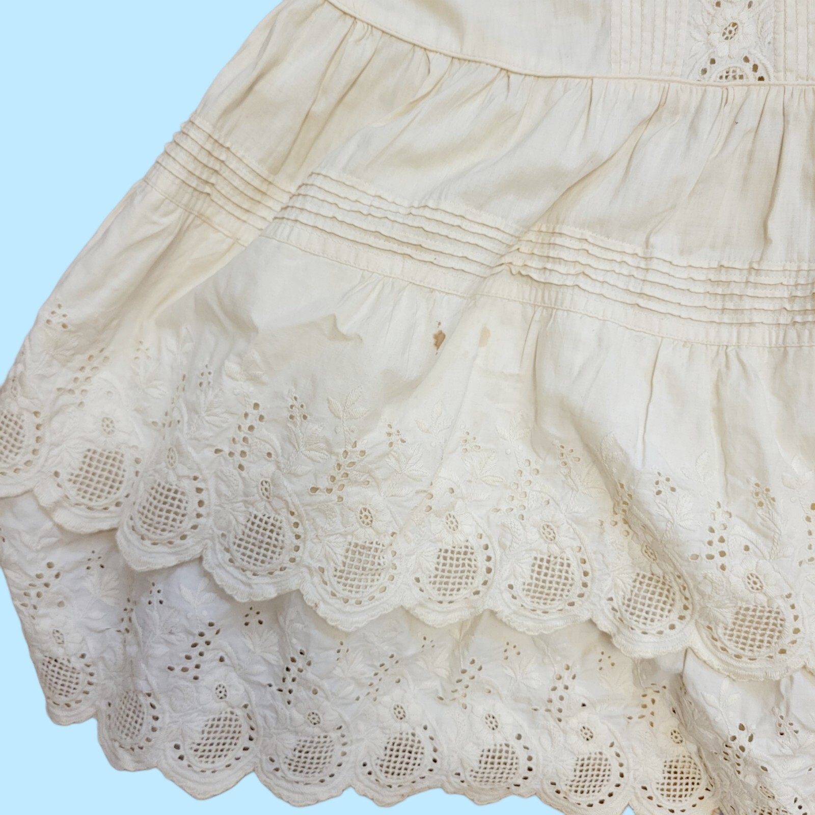 Antique Vintage Victorian Kids Dress Heavily Detailed Embroidered Ruffle Tiered image 6
