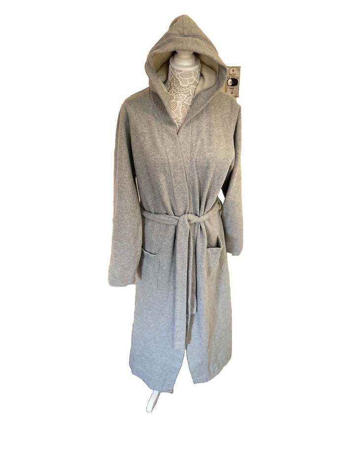 Women’s Lands End Gray 100 Hooded Cotton Robe eBay