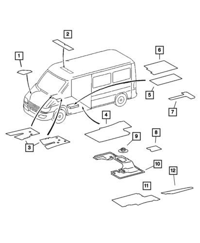Aislamiento del piso interior para Dodge Sprinter 2500 2003-2006 (N/P 5122535AA)