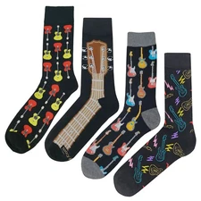 NWT Guitar Dress Socks 4 Pack Novelty Men 8-12 Crazy Fun Sockfly