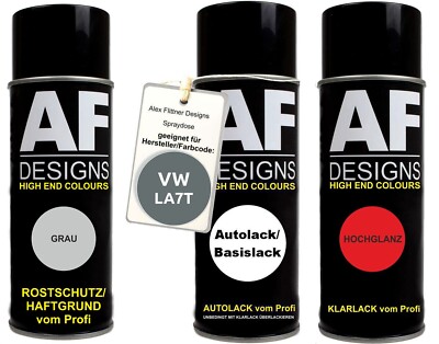 Spraydose Set für VW LA7T United Grey Metallic Autolack Klarlack Grundierung Spr