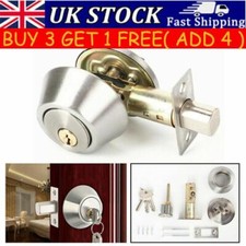 Stainless Steel Single Cylinder Dead Bolt DeadBolt Door Safe Lock with 3 Keys UK