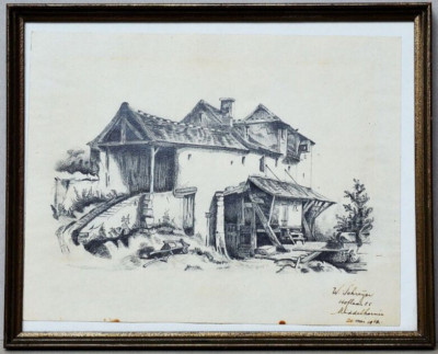 Original Zeichnung Wilhelm Schreyer München signiert datiert Middelharnis