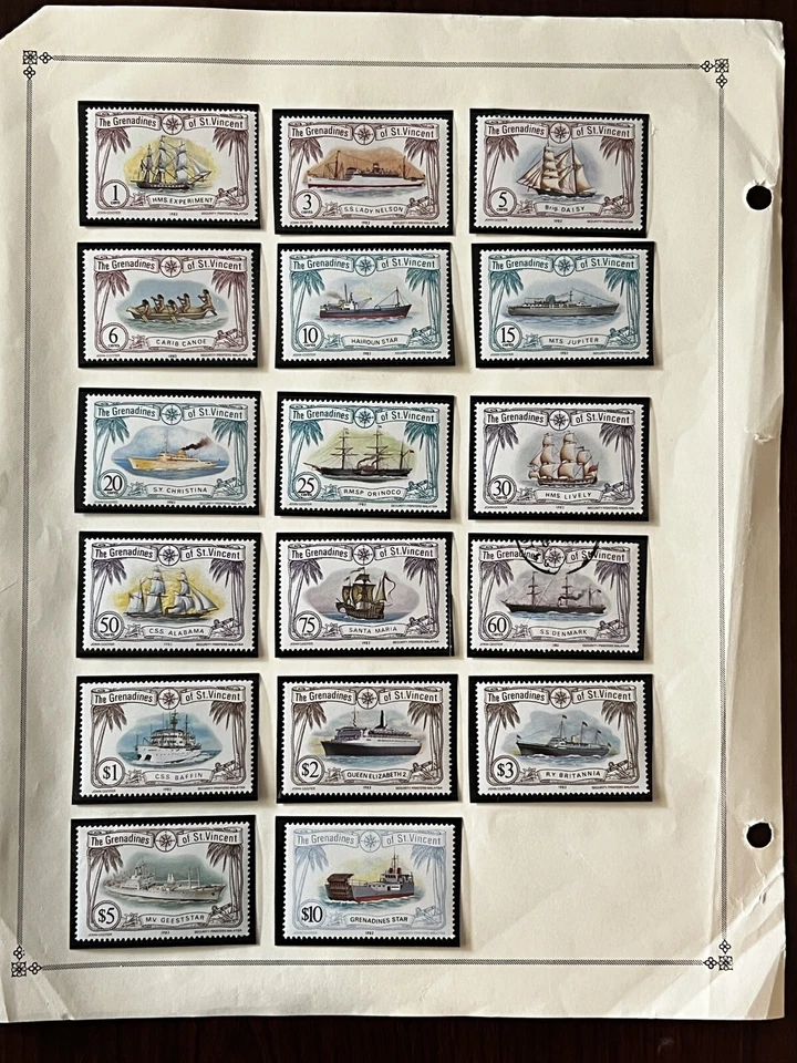 1977 1982 1989 GRENADINES OF ST. VINCENT MINT STAMPS ON ALBUM PAGE, HIGH DENOMS - Image 2 of 4