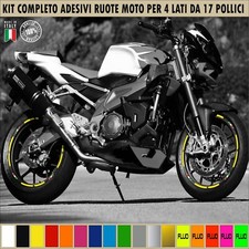 Set Completo Adesivi Strisce Cerchi Ruote Moto 17 Pollici Tricolore ita RT0021