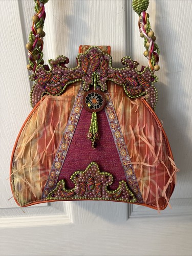 Lovely Mary Frances Pink Beaded Floral Purse Hand Bag Shoulder Bag - Picture 2 of 10