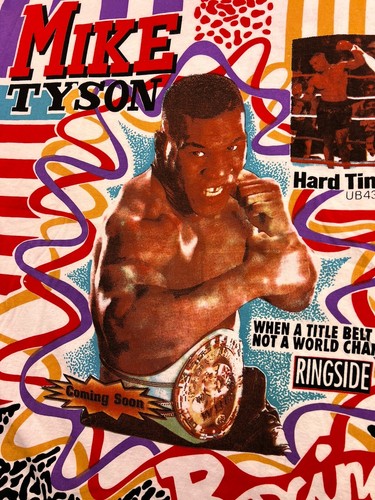 Vtg Iron Mike Tyson boxing 90s Rap Tee Single Stitch Shirt AOP All Over Print L - Picture 6 of 14