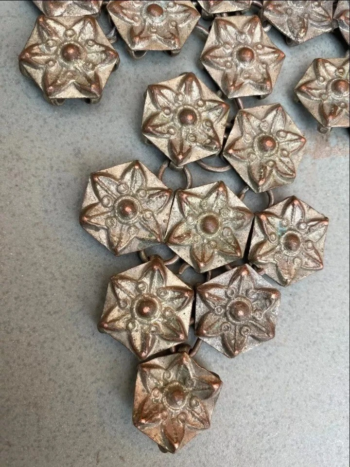 Ancient Copper Gold Ethnic Horse Traditional Jewelry Accessory Floral Panel Old - Image 4 of 4