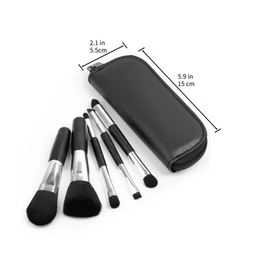 Black Double ended Makeup Brush Set - Portable Fashion Essential -5-piece Set- - Picture 6 of 6