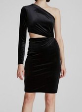 $395 Halston Women's Black Amara Cut-Out Velvet Dress Size 2