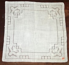 VINTAGE 1920-30s HANKY WHITE WHITE ALL HAND MADE APPLIQUE PUNCH WORK NEW