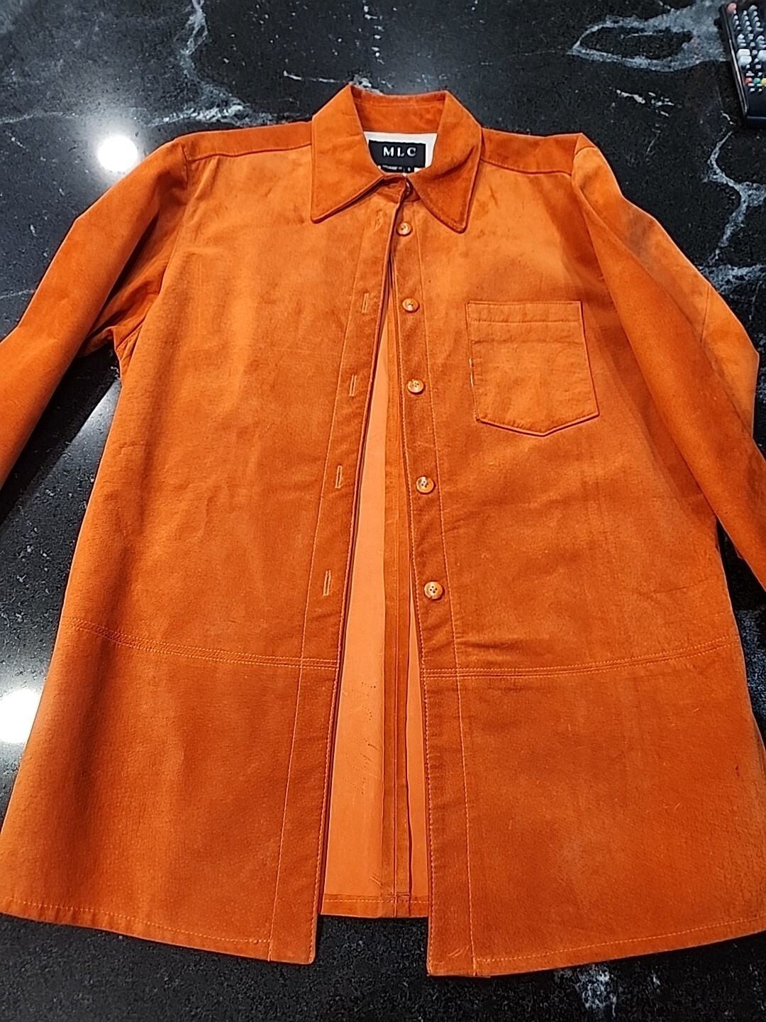 MLC Orange Leather Jacket Button Down - image 5