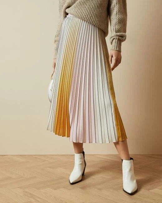 Striped pleated skirt clearance uk